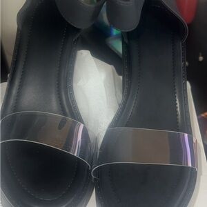 SHEIN Black Slide Heels with Iridescent Strap